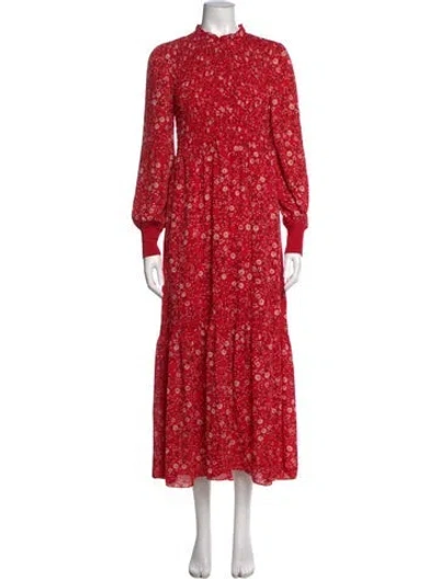 Pre-owned Me+em Floral Print Long Dress In Red