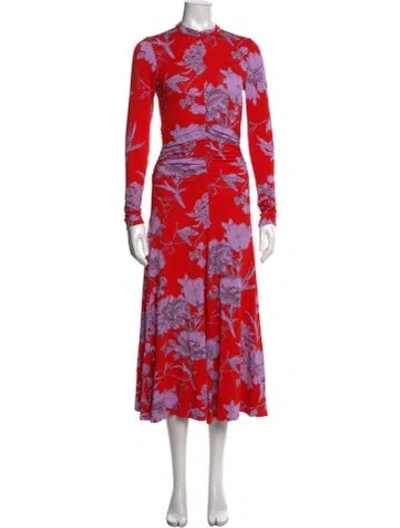 Pre-owned Me+em Floral Print Long Dress In Red