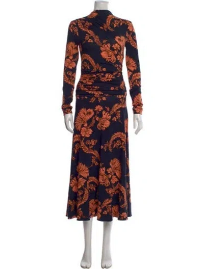 Pre-owned Me+em Floral Print Long Dress W/ Tags In Blue