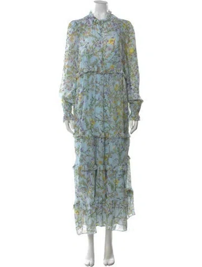 Pre-owned Me+em Floral Print Long Dress W/ Tags In Blue