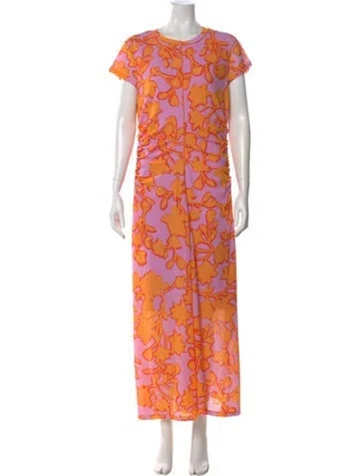 Pre-owned Me+em Floral Print Long Dress W/ Tags In Orange