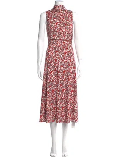 Pre-owned Me+em Floral Print Long Dress W/ Tags In Red