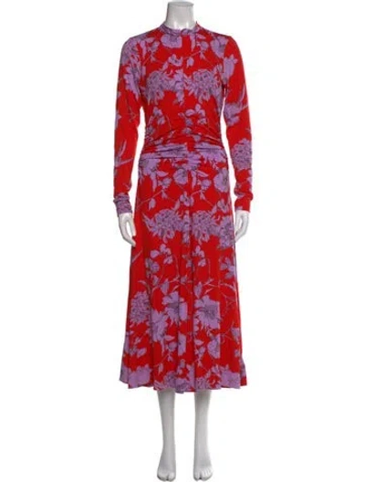 Pre-owned Me+em Floral Print Long Dress W/ Tags In Red