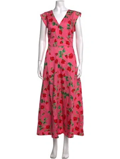 Pre-owned Me+em Floral Print Long Dress W/ Tags In Red