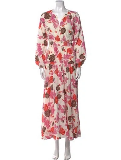 Pre-owned Me+em Floral Print Long Dress In White