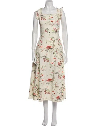 Pre-owned Me+em Floral Print Long Dress In White