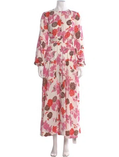 Pre-owned Me+em Floral Print Long Dress In White
