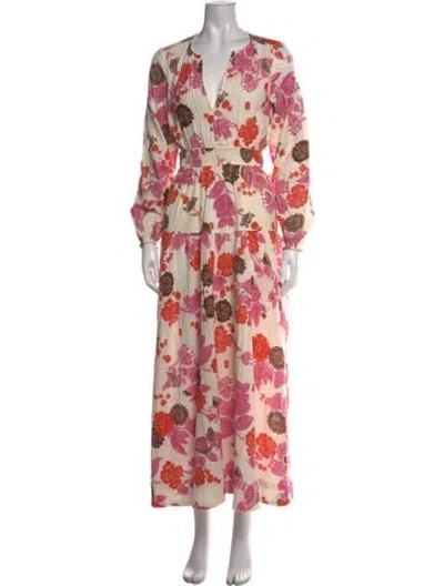 Pre-owned Me+em Floral Print Long Dress In White