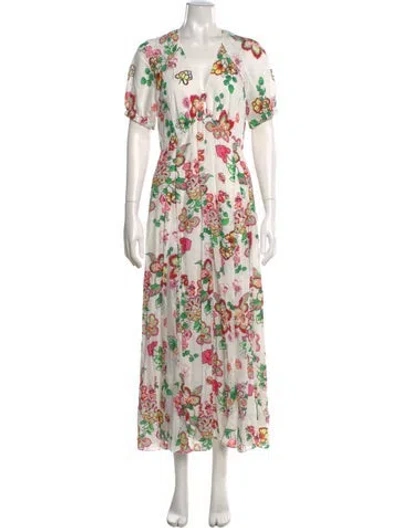 Pre-owned Me+em Floral Print Long Dress In White