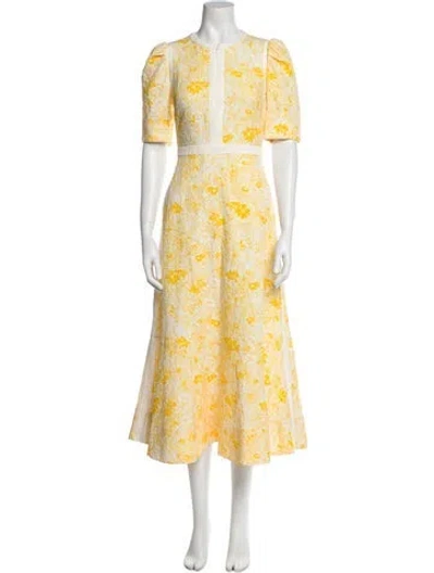 Pre-owned Me+em Floral Print Long Dress In Yellow