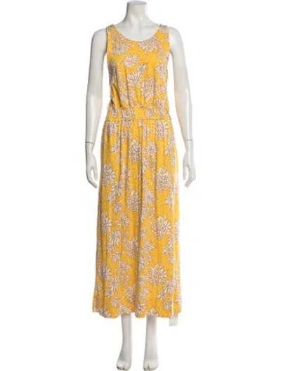 Pre-owned Me+em Floral Print Long Dress In Yellow