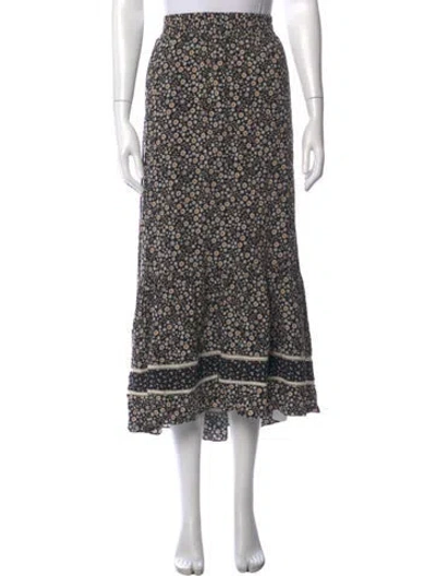 Pre-owned Me+em Floral Print Long Skirt In Black