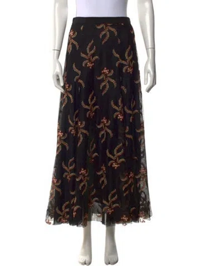 Pre-owned Me+em Floral Print Long Skirt In Black
