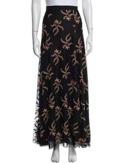Pre-owned Me+em Floral Print Long Skirt In Black
