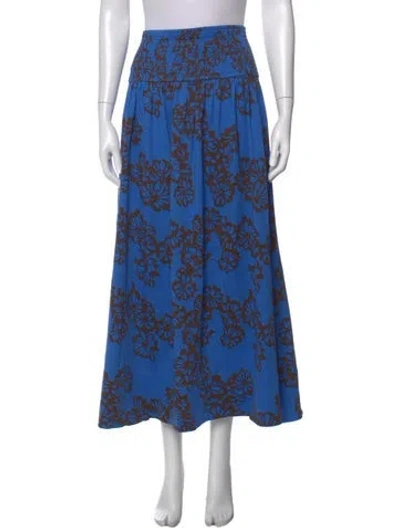 Pre-owned Me+em Floral Print Long Skirt In Blue