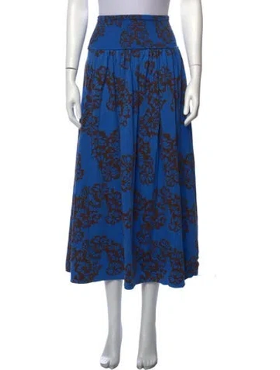 Pre-owned Me+em Floral Print Long Skirt In Blue