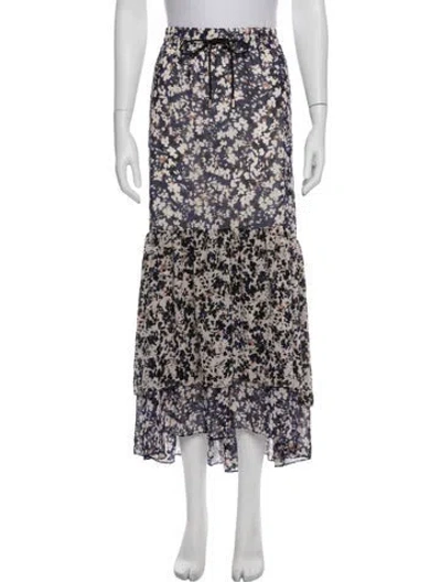 Pre-owned Me+em Floral Print Long Skirt In Blue