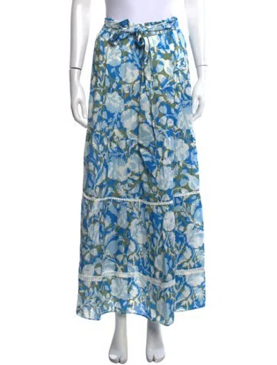 Pre-owned Me+em Floral Print Long Skirt In Blue