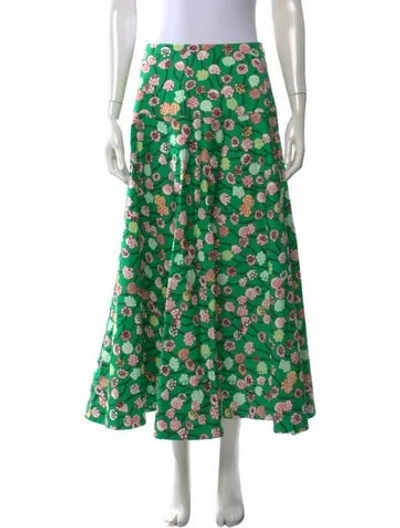 Pre-owned Me+em Floral Print Long Skirt In Green