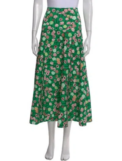 Pre-owned Me+em Floral Print Long Skirt In Green
