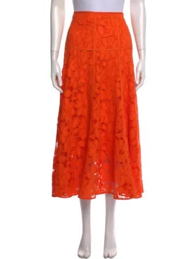 Pre-owned Me+em Floral Print Long Skirt In Orange
