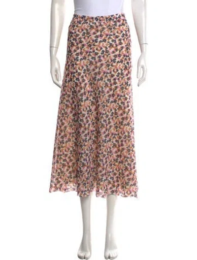 Pre-owned Me+em Floral Print Long Skirt In Pink