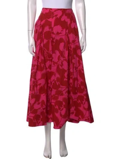 Pre-owned Me+em Floral Print Long Skirt In Red