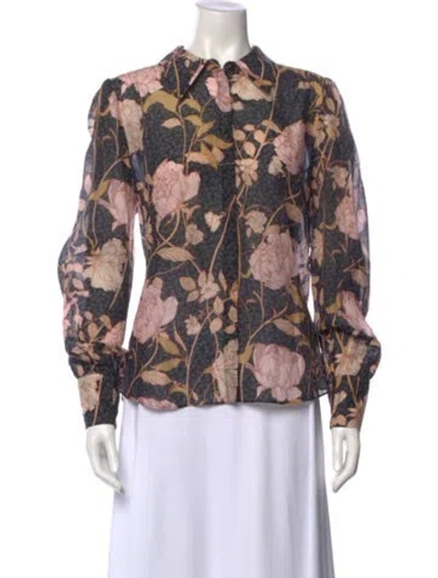 Pre-owned Me+em Floral Print Long Sleeve Blouse In Multi