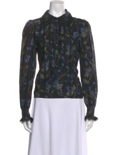 Pre-owned Me+em Floral Print Long Sleeve Blouse In Multi