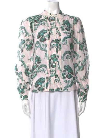 Pre-owned Me+em Floral Print Long Sleeve Blouse In Multi