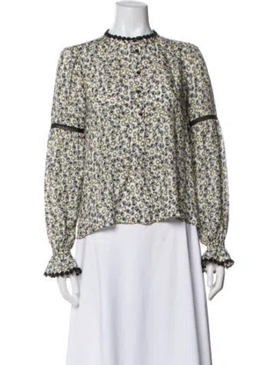 Pre-owned Me+em Floral Print Long Sleeve Blouse In Multi