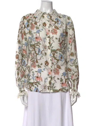 Pre-owned Me+em Floral Print Long Sleeve Blouse In Multicolor