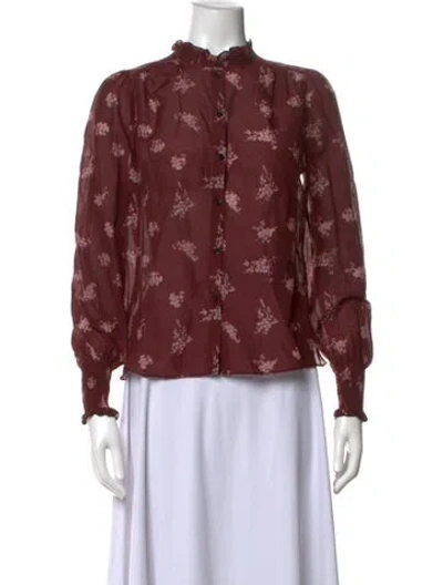 Pre-owned Me+em Floral Print Long Sleeve Blouse In Multicolor