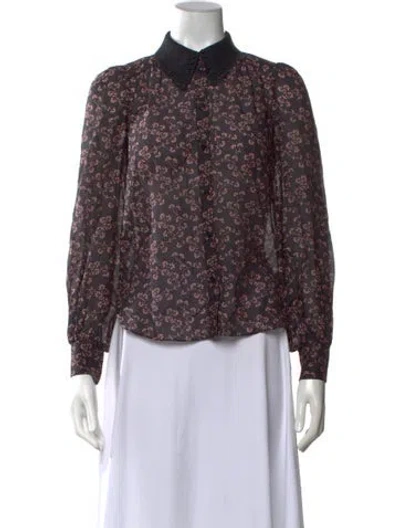 Pre-owned Me+em Floral Print Long Sleeve Blouse In Multicolor