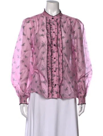 Pre-owned Me+em Floral Print Long Sleeve Blouse In Pink