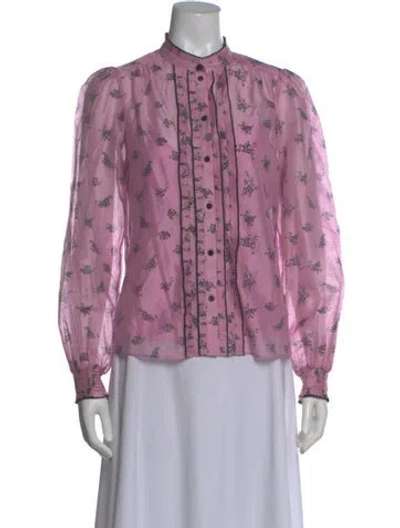 Pre-owned Me+em Floral Print Long Sleeve Blouse In Purple