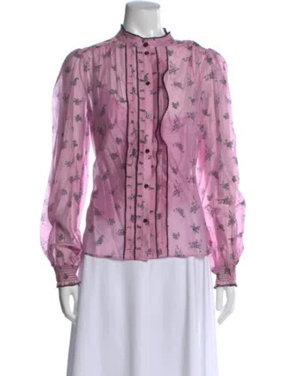 Pre-owned Me+em Floral Print Long Sleeve Blouse In Purple