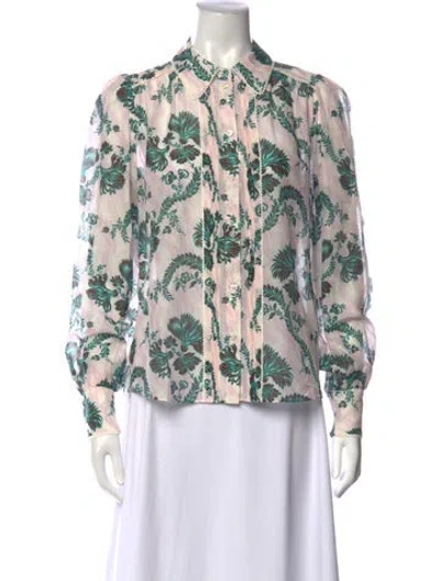 Pre-owned Me+em Floral Print Long Sleeve Blouse W/ Tags In Multicolor
