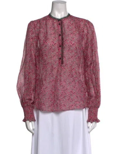 Pre-owned Me+em Floral Print Long Sleeve Blouse W/ Tags In Pink