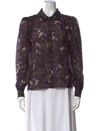 Pre-owned Me+em Floral Print Long Sleeve Top In Multicolor