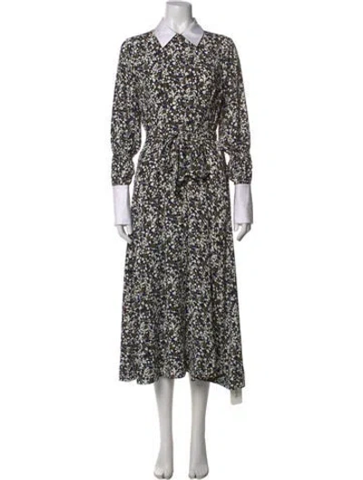 Pre-owned Me+em Floral Print Midi Length Dress In Black
