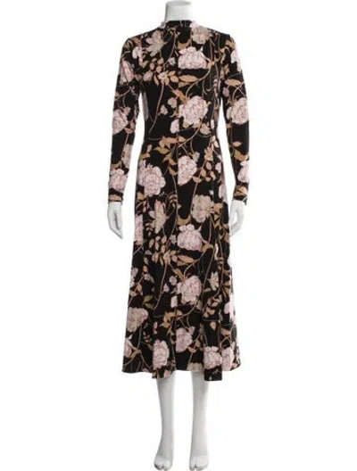 Pre-owned Me+em Floral Print Midi Length Dress In Black