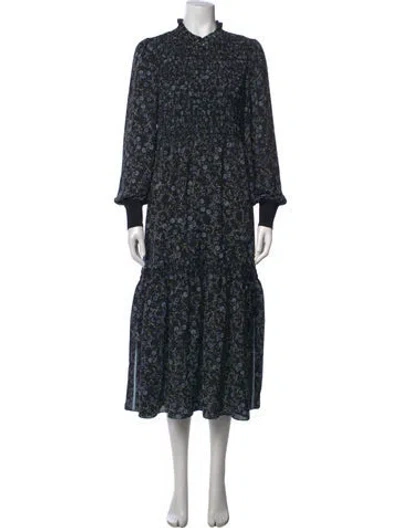 Pre-owned Me+em Floral Print Midi Length Dress In Black