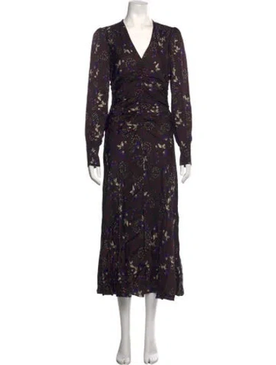 Pre-owned Me+em Floral Print Midi Length Dress In Black