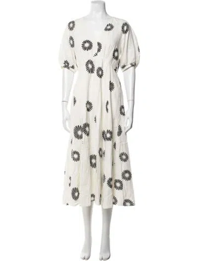 Pre-owned Me+em Floral Print Midi Length Dress In Black/neutrals