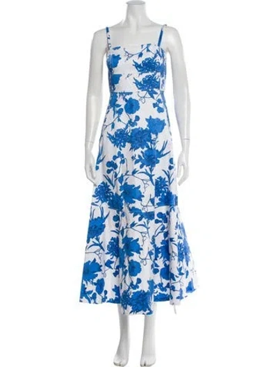 Pre-owned Me+em Floral Print Midi Length Dress In Blue