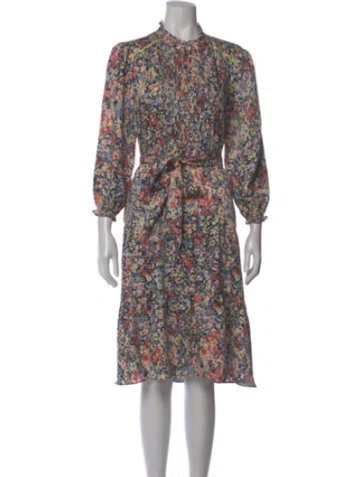 Pre-owned Me+em Floral Print Midi Length Dress In Blue