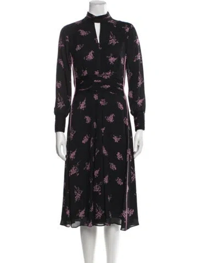 Pre-owned Me+em Floral Print Midi Length Dress In Blue