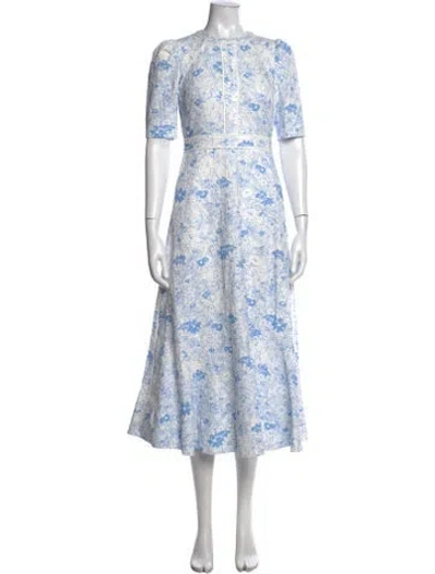 Pre-owned Me+em Floral Print Midi Length Dress In Blue