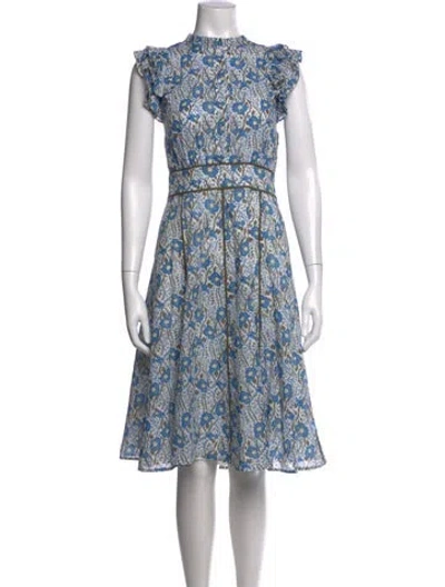 Pre-owned Me+em Floral Print Midi Length Dress In Blue